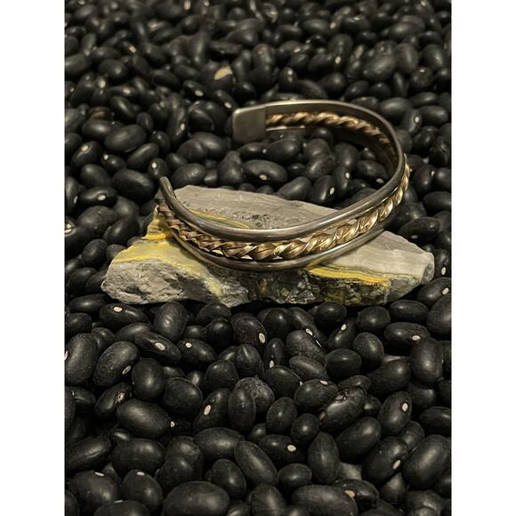 Sterling Silver HARRY’S Sterling & 14k Gold Filled Twisted Braided Cuff Bracelet - Picture 8 of 9